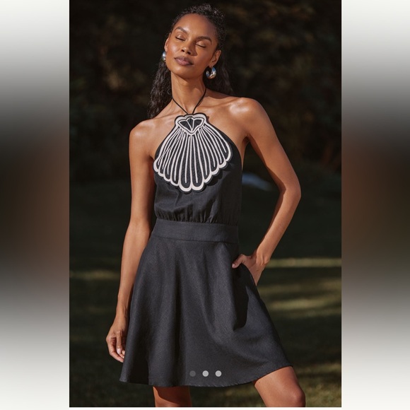 FARM Rio Other - NWT FARM Rio x Anthropologie Linen Blend Cover-Up Embroidered Seashell Dress